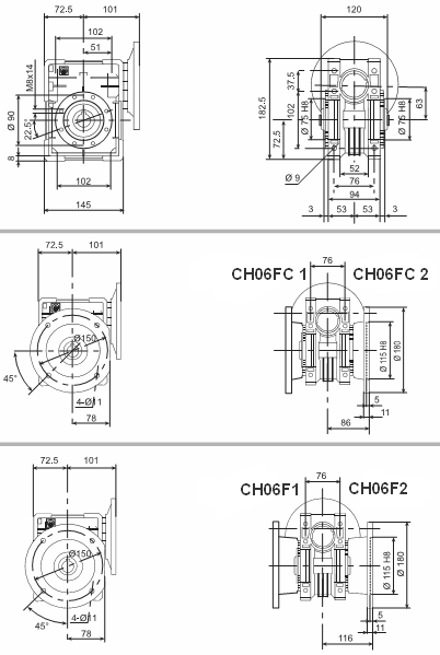 Motoreduktory ślimakowe CH 06