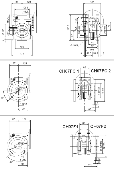 Motoreduktory ślimakowe CH 07