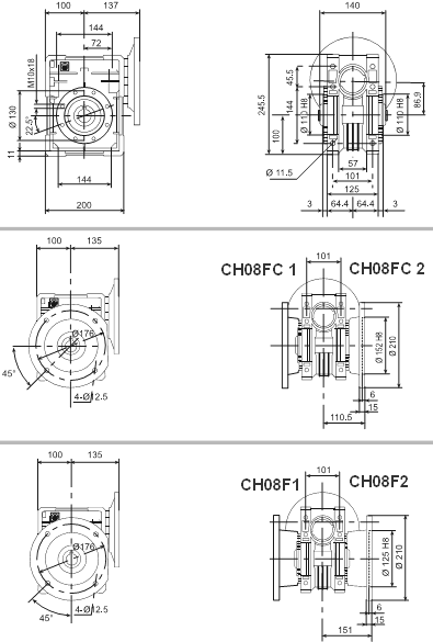 Motoreduktory ślimakowe CH 08