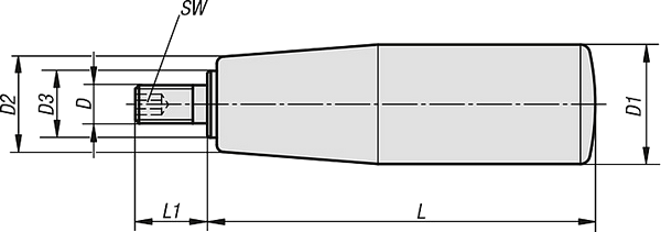 Rękojeści cylindryczne obrotowe K0740 z gniazdem sześciokątnym